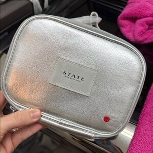 STATE Shimmering Silver Travel Pouch